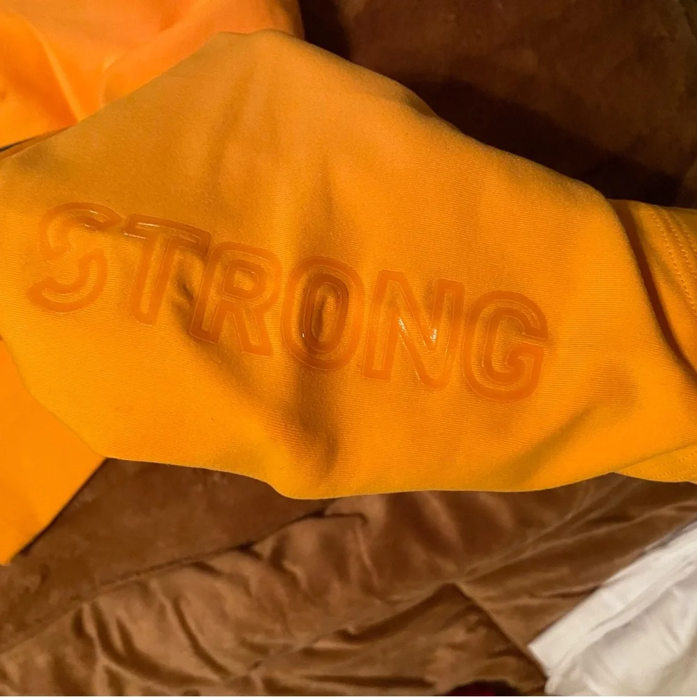 Women's Orange High-Waisted Leggings Bring Your Power High Waisted Crop Leggings - Picture 5 of 5